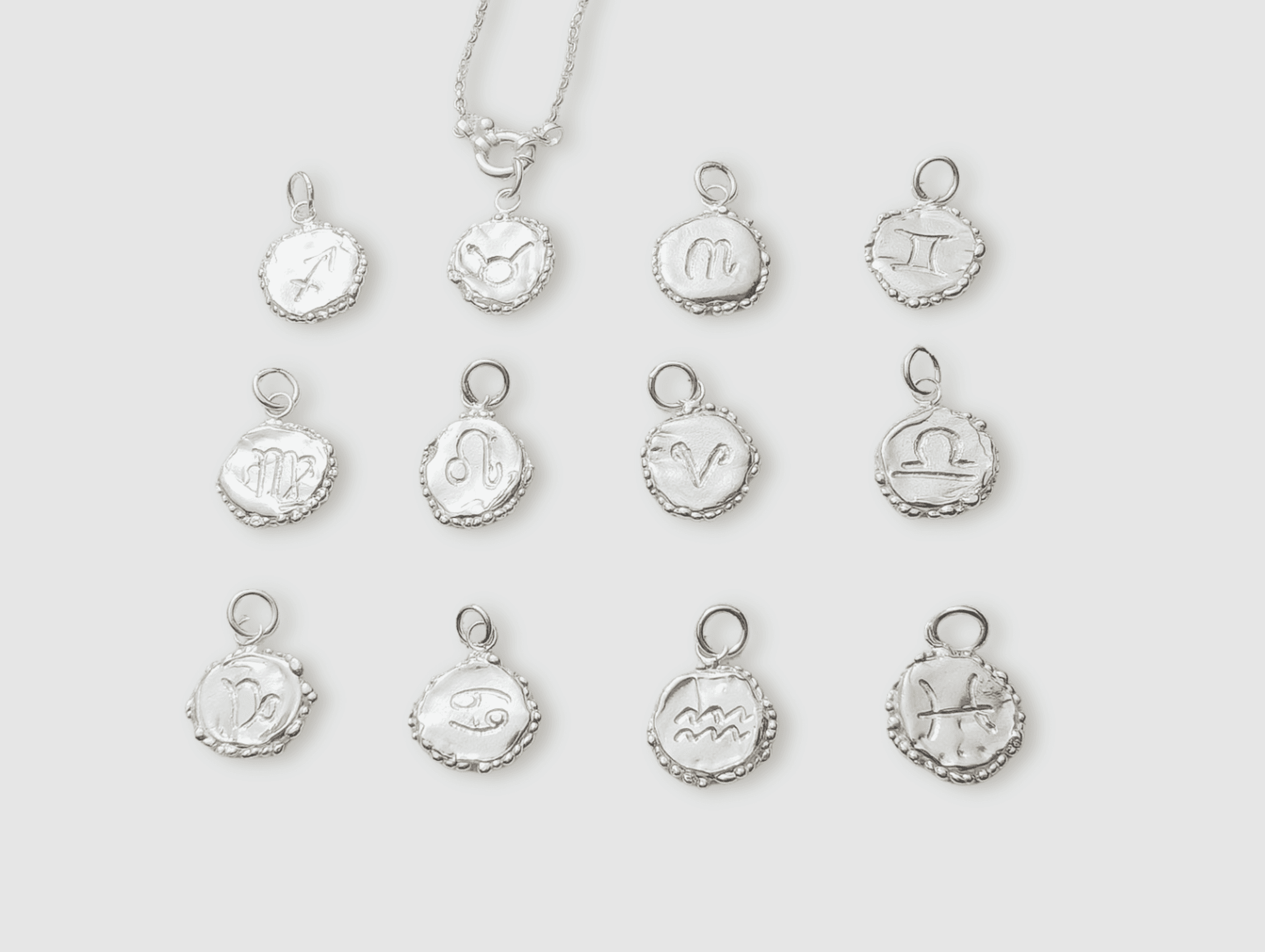 Milly-Maunder-Zodiac-Star-Sign-Coin-Disc-Vintage-Style-Antique-Heirloom-Pendant-Astrology-Chain-Necklace-Sterling-Silver-Personalised
