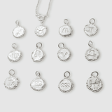 Milly-Maunder-Zodiac-Star-Sign-Coin-Disc-Vintage-Style-Antique-Heirloom-Pendant-Astrology-Chain-Necklace-Sterling-Silver-Personalised